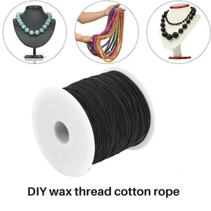 0.8 MM Leather Waxed Cord for DIY Jewelry Making, Black