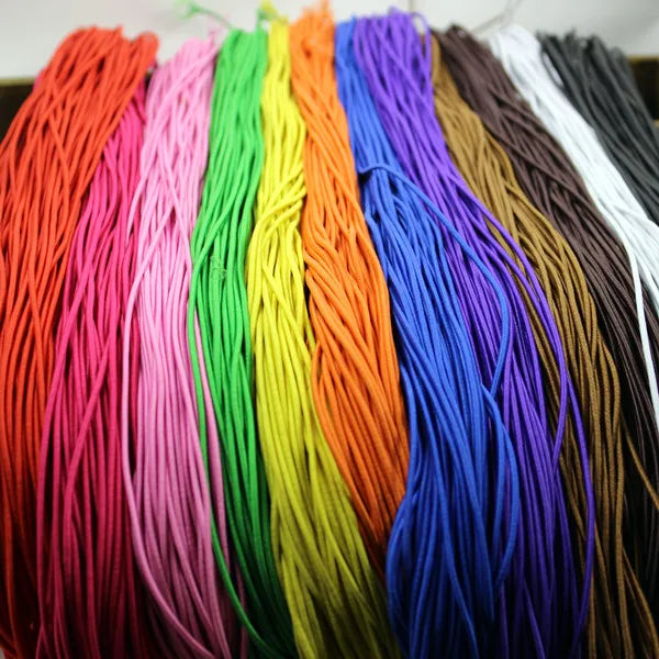 Colorful Cotton Wrapped Rubber Beading Cord 0.8mm 1.2mm