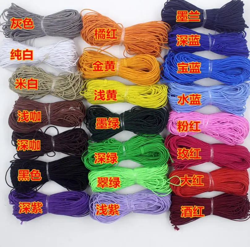 Colorful Cotton Wrapped Rubber Beading Cord 0.8mm 1.2mm
