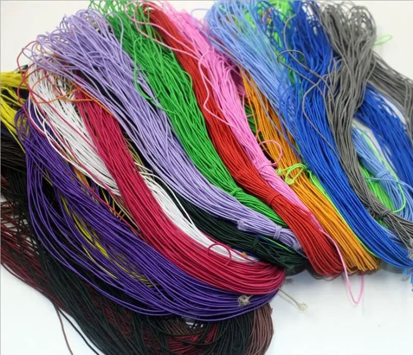 Colorful Cotton Wrapped Rubber Beading Cord 0.8mm 1.2mm