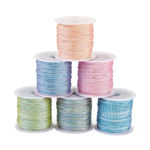 0.8mm Metallic Cord Thread for DIY Bracelet Making 6 Roll
