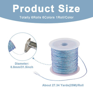 0.8mm Metallic Cord Thread for DIY Bracelet Making 6 Roll