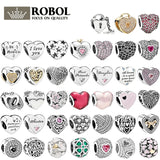 925 Sterling Silver Heart-shaped Charm Bead Jewelry
