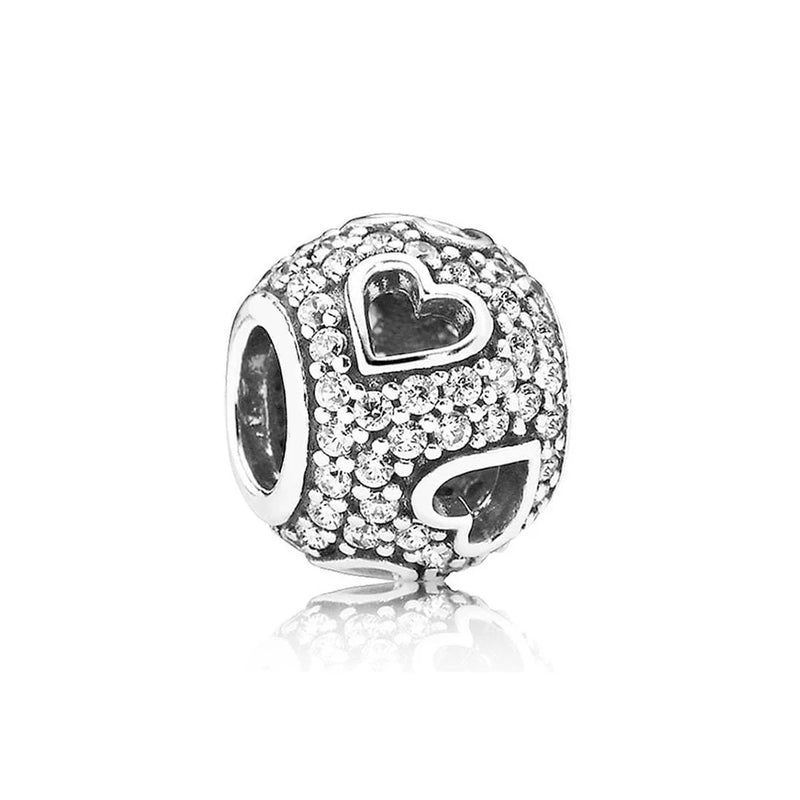 925 Sterling Silver Heart-shaped Charm Bead Jewelry