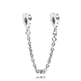 925 Silver Love Heart Safety Chain for Ladies