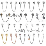 925 Silver Love Heart Safety Chain for Ladies