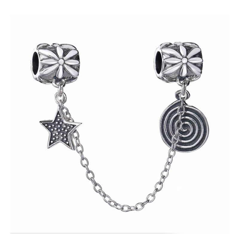 925 Silver Love Heart Safety Chain for Ladies
