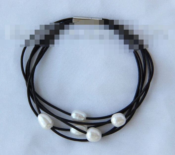 Baroque Freshwater Cultured Pearl Leather Bracelet