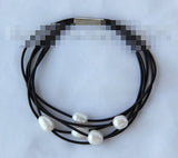 Baroque Freshwater Cultured Pearl Leather Bracelet
