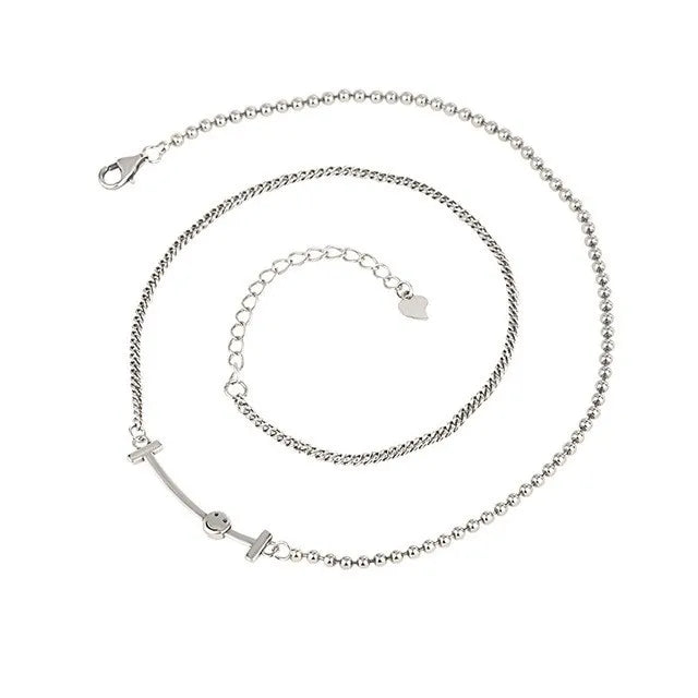 925 Silver Retro Hip-hop Face Necklace Wedding Charm Jewelry