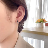 Retro Hollow Star Circles Earrings S925 Silver Charms