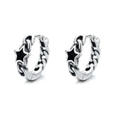 Retro Hollow Star Circles Earrings S925 Silver Charms