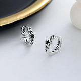 Retro Hollow Star Circles Earrings S925 Silver Charms
