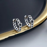 Retro Hollow Star Circles Earrings S925 Silver Charms