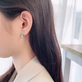 ZFSILVER S925 Silver Diamond Pattern Earring Party Jewelry Women Girl
