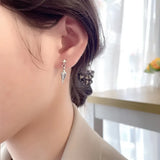 ZFSILVER S925 Silver Diamond Pattern Earring Party Jewelry Women Girl