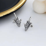 ZFSILVER Silver Skeleton Hand Earring Charm