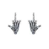 ZFSILVER Silver Skeleton Hand Earring Charm