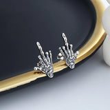 ZFSILVER Silver Skeleton Hand Earring Charm