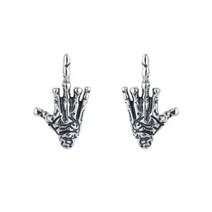 ZFSILVER Silver Skeleton Hand Earring Charm