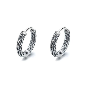 ZFSILVER S925 Silver Retro Peace Grain Dragon Head Earring