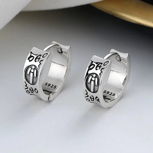 ZFSILVER S925 Silver Retro Cross Earring Charm Men Women