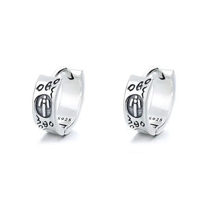 ZFSILVER S925 Silver Retro Cross Earring Charm Men Women