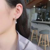 925 Silver Retro Round Letter Good Luck Dangle Earrings