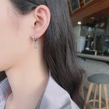 925 Silver Retro Round Letter Good Luck Dangle Earrings