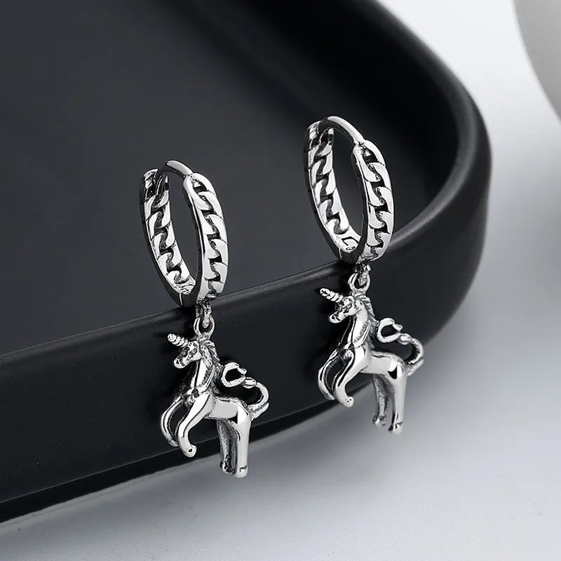 S925 Silver Unicorn Dangle Earring Charms for Women