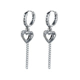 ZFSILVER S925 Silver Retro Tassel Heart Earrings for Women