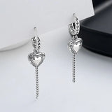 ZFSILVER S925 Silver Retro Tassel Heart Earrings for Women