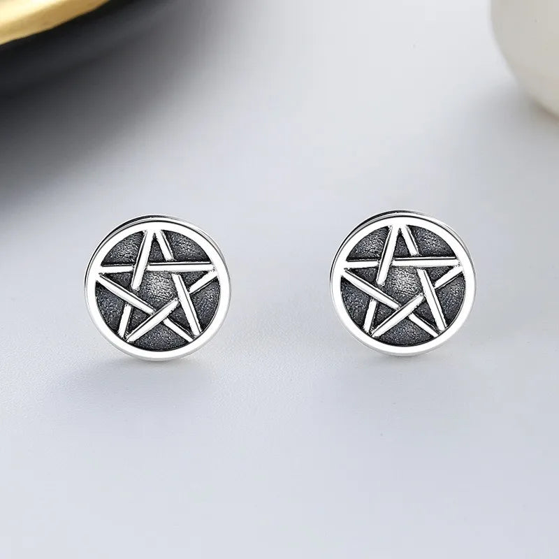 ZFSILVER S925 Silver Retro Star Earring Charm Jewelry For Women