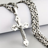 Men's Golden Plated Cross Pendant Sweater Chain Necklace