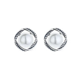 ZFSILVER S925 Silver Pearl Square Earring for Women