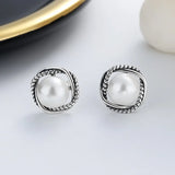 ZFSILVER S925 Silver Pearl Square Earring for Women