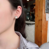 ZFSILVER S925 Silver Pearl Square Earring for Women