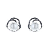 ZFSILVER S925 Silver Retro Freshwater Pearl Flower Earrings