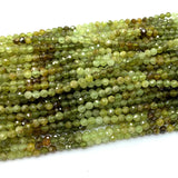 Yellow Green Tsavorite Faceted Round Beads Natural Crystal Jewelry DIY