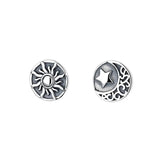 ZFSILVER S925 Silver Hip-hop Asymmetry Star Sun Earrings Charms