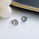 ZFSILVER S925 Silver Hip-hop Asymmetry Star Sun Earrings Charms