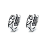 ZFSILVER S925 Silver Roman Numerals Circle Earrings Charm Jewelry