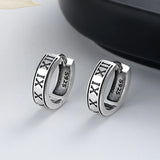 ZFSILVER S925 Silver Roman Numerals Circle Earrings Charm Jewelry