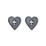 ZFSILVER S925 Silver Retro Totems Cross Heart Earring Charms