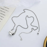 925 Sterling Silver Retro Matto Word Tank Chain Cylinder Necklace Women