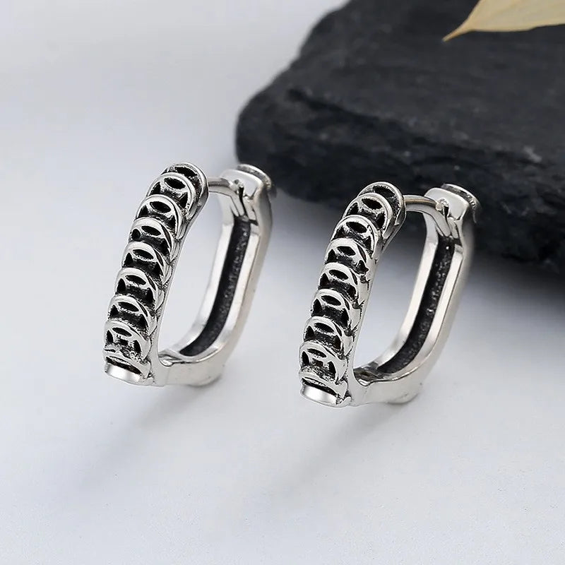 ZFSILVER S925 Silver Lucky Coins Square Earring Charms