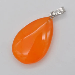 Orange Carnelian Stone Bead Pendant Water-drop Jewelry for Woman Gift