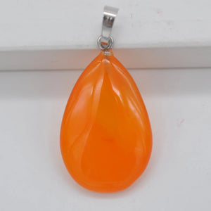 Orange Carnelian Stone Bead Pendant Water-drop Jewelry for Woman Gift