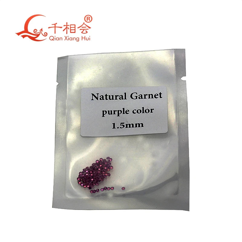 1.0-2.5MM Round Natural Garnet Purple Gemstone DIY Jewelry Accessories