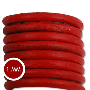 1.0mm Red Leather Braided Rope, 50 Yards